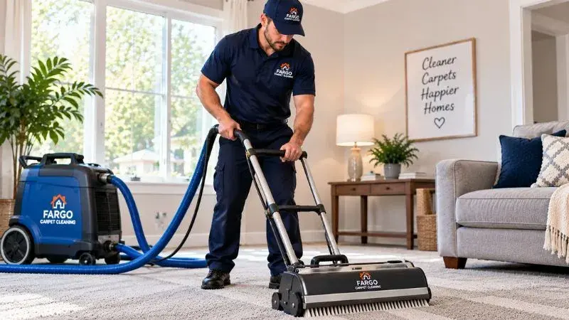 Freshly cleaned carpet drying after hot-water extraction