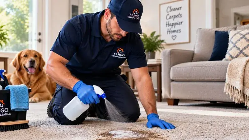 Carpet pre-treatment step before steam cleaning service