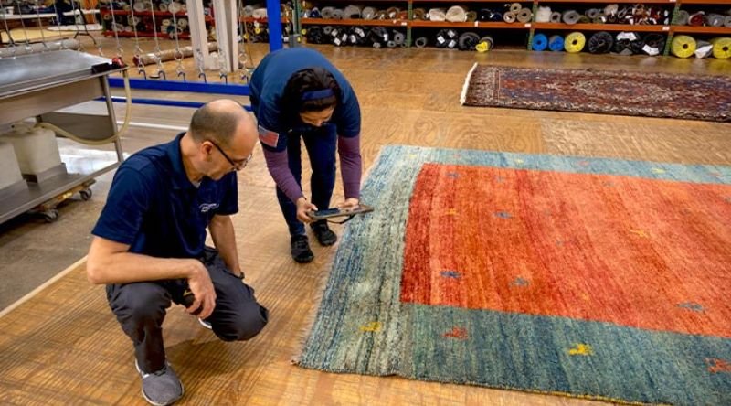 Rug inspection and fiber assessment before cleaning